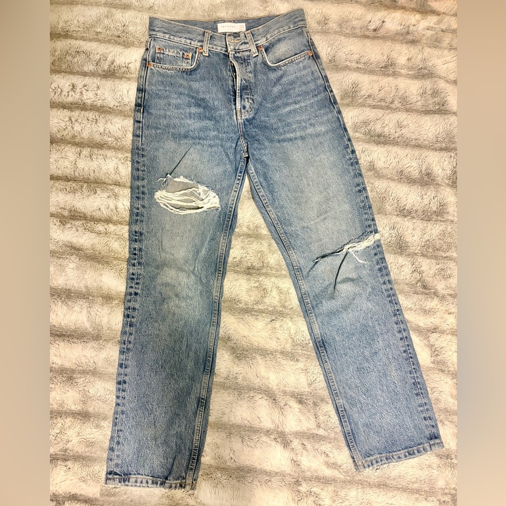 Topshop Women's High Rise Light Blue Jeans